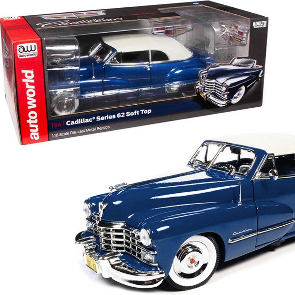 NIB Auto World Die-cast 1:18 1947 Cadillac Series 62 Soft Top